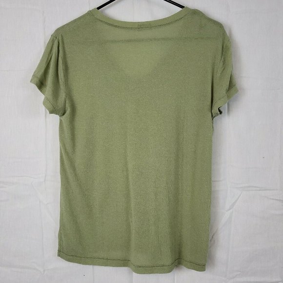 Hello Nite! Womens Olive Green Short Sleeve V Neck Basic T Shirt Size Small - Picture 2 of 7